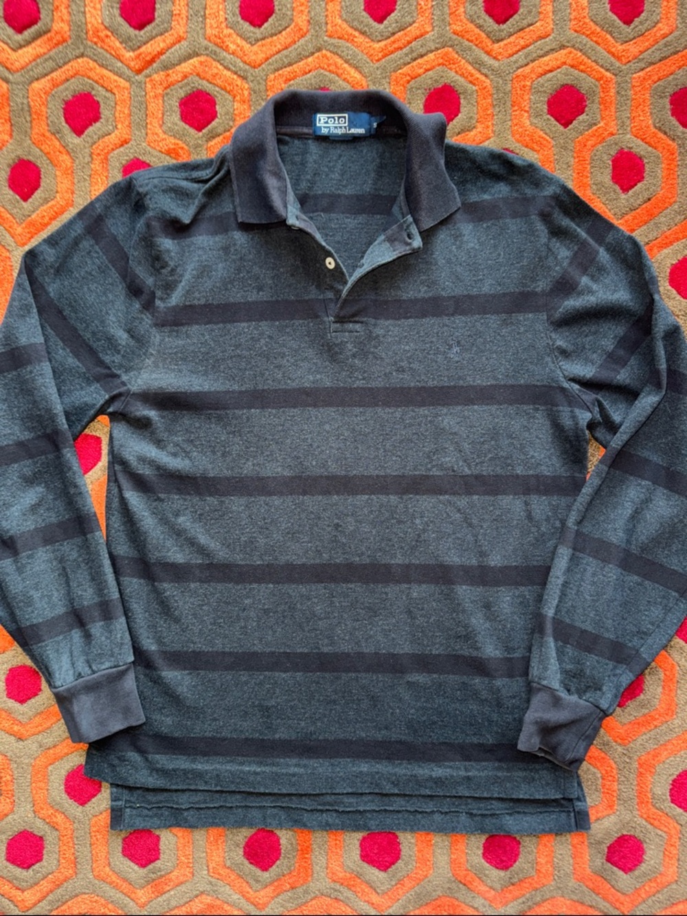 MAKE OFFER! Polo by Ralph Lauren Men's Long-Sleeve Striped Polo Shirt Men's S